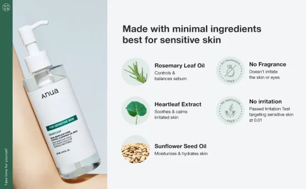 Anua - Aceite Limpiador Heartleaf Pore Control Cleansing Oil Mild 200ml - Imagen 2